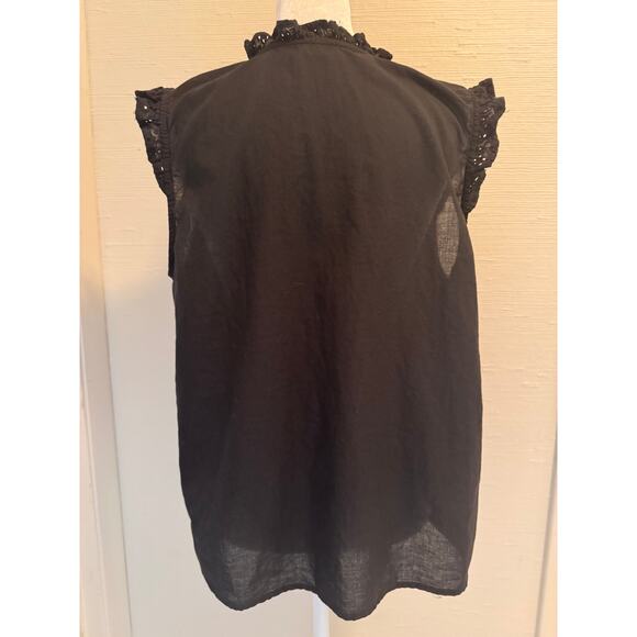 Ann Taylor Factory Black Eyelet Lace Button Down Sleeveless Blouse Size S - Picture 4 of 8